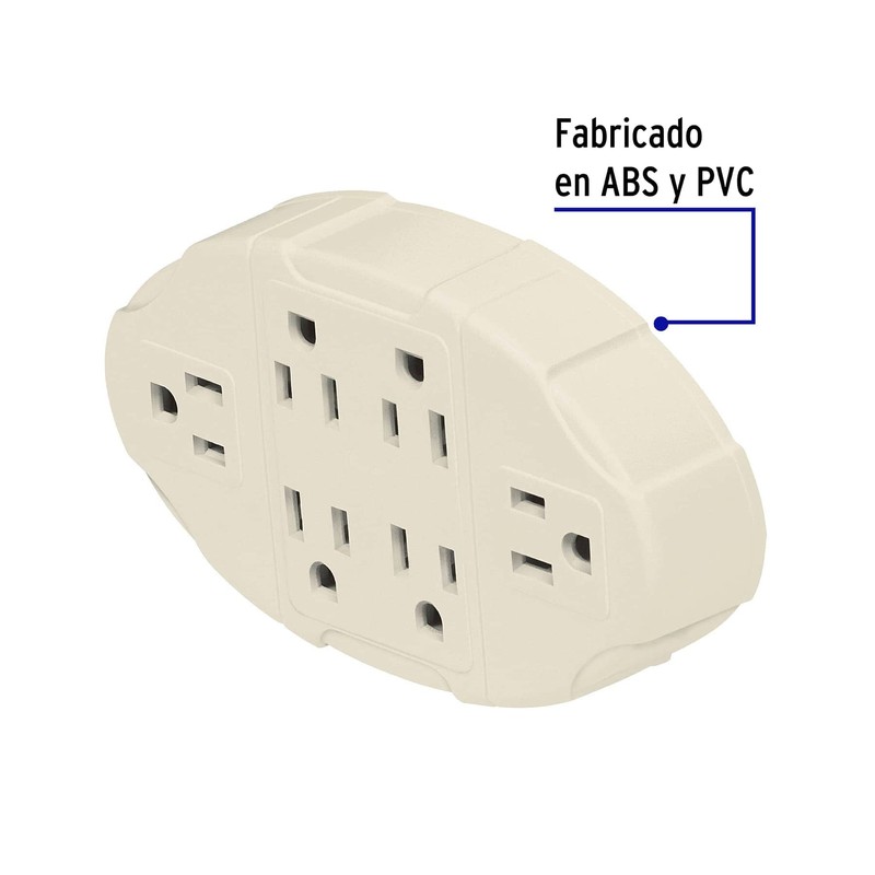 Volteck MUL-610, Multicontacto aterrizado ovalado, 6 entradas