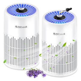 2 Pack ZXBEER Air Purifiers for Home Bedroom H13 True HEPA Air Filter, 20dB Small Air Purifier with 360° Air Inlet, Remote Control Nightlight Timer, Portable Air Cleaner for Pets, Living Room (White)