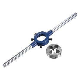 MACHSWON Round Die Stock Handle Wrench Set,3/8-24 UNF Threading Die and 30mm Die Holder (Fits: 20mm-30mm OD Die / M9-M11 Thread Die) Adjustable for Bolt Thread Repair