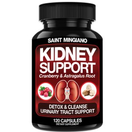 Saint Mingiano Kidney Support Cleanse Detox & Repair -120 Capsules - Cranberry & Astragalus Root Pills for Women and Men | High Strength Stone Remover Supporting Urinary Tract & Bladder Health