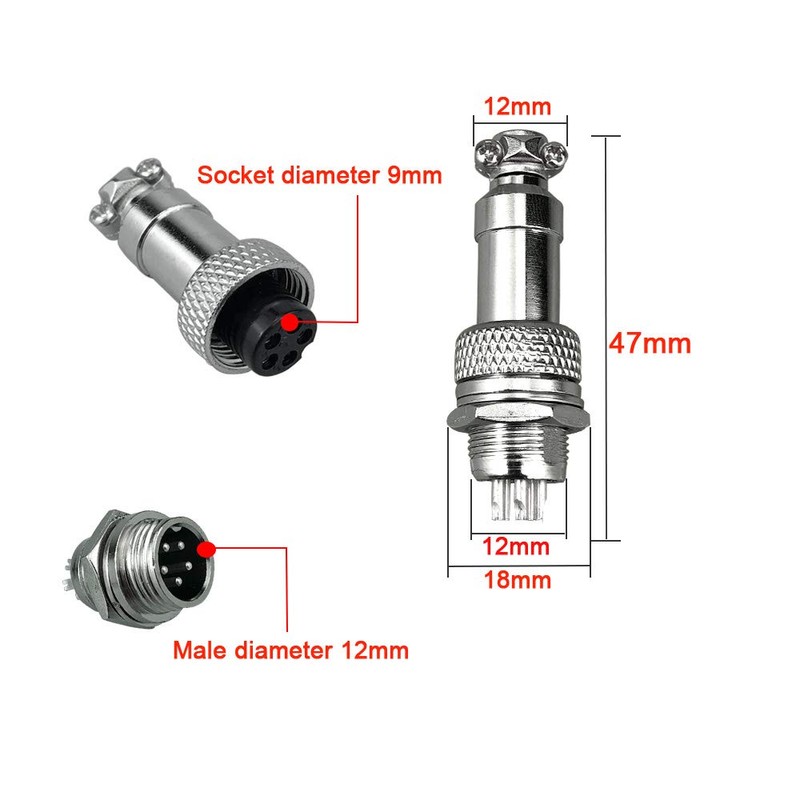 FULARR 9Pcs Premium GX12 Aviation Connector Plug Set, 5A 12MM