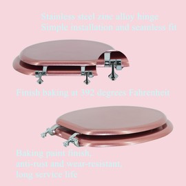 Round Toilet Seat Wood Toilet Seat Prevent Shifting with Zinc Alloy Hinges American Standard Size Toilet Seat Easy to Install also Easy to Clean （Round,Sparkling Queen Red)