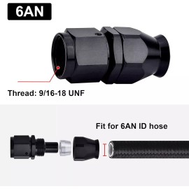 Unbranded EVIL ENERGY 6AN PTFE Hose End Fitting Straight Black for E85 PTFE Hose Only 2PCS