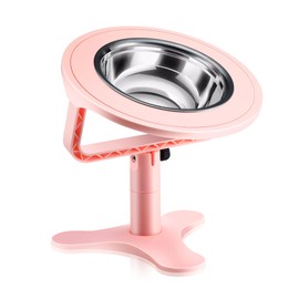 Raised Cat Bowls,Elevated Cat Bowls for Indoor Cats with Height-Adjustable Stand,Non-Slip Stainless Steel Cat Bowls,15° Tilted Cat Food Bowls (3-Pack, Pink)