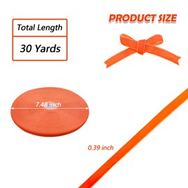 BokingOne Vintage Orange Velvet Ribbon, 3/8 Inch X 30Yds Single Face Velvet Ribbon for Gift Wrapping Home Wedding Party Decorations Arts Crafts