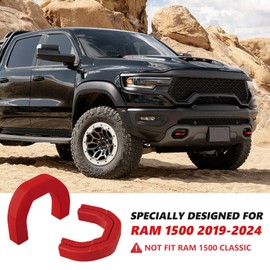 TECHPICCO Front Tow Hooks Covers Hitch Cover customized Car Tow Hooks Compatible with RAM 1500 Accessories 2019-2025|Red (Not Fit for RAM 1500 Classic,Warlock,RAM 2500,RAM 3500)