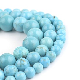 Filluck Natural Gemstone Beads 8mm Blue Turquoise Beads Polished Round Smooth Stone Beads for Jewelry Making Adults DIY Bracelet 15 Inch(Blue Turquoise,8mm)