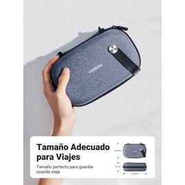 UGREEN Organizador para Cables Cargadores, Funda de Disco Duro Externo 2.5" Estuche con Cremallera y Bolsillos, para Tarjetas SD/TF, USB Hubs, Auriculares, Gris