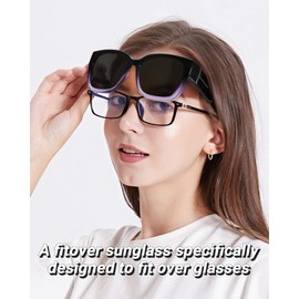 LVIOE Polarized Fit Over Sunglasses for Women Men, Oversized Square Over Glasses Sunglasses with UV Protection CLS7511
