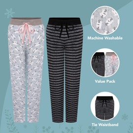 Womens 2 Pack Butter Soft Velour Pajama Pants - PJ Loung Pants for Women