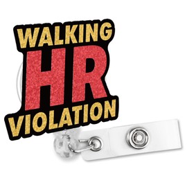 Sixrip Walking HR Violation Retractable Glitter Badge Reel with Alligator Clip, Funny Badge Holder Gift for HR Office Worker Coworker, Human Resource Gift, Birthday Thank You Gift for New Office