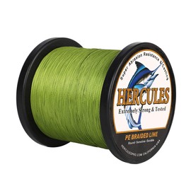 HERCULES Braided Fishing Line 1000m 1094yds 6lbs-100lbs Pe 4 Strands (Army Green 60lb/27.2kg 0.40mm)