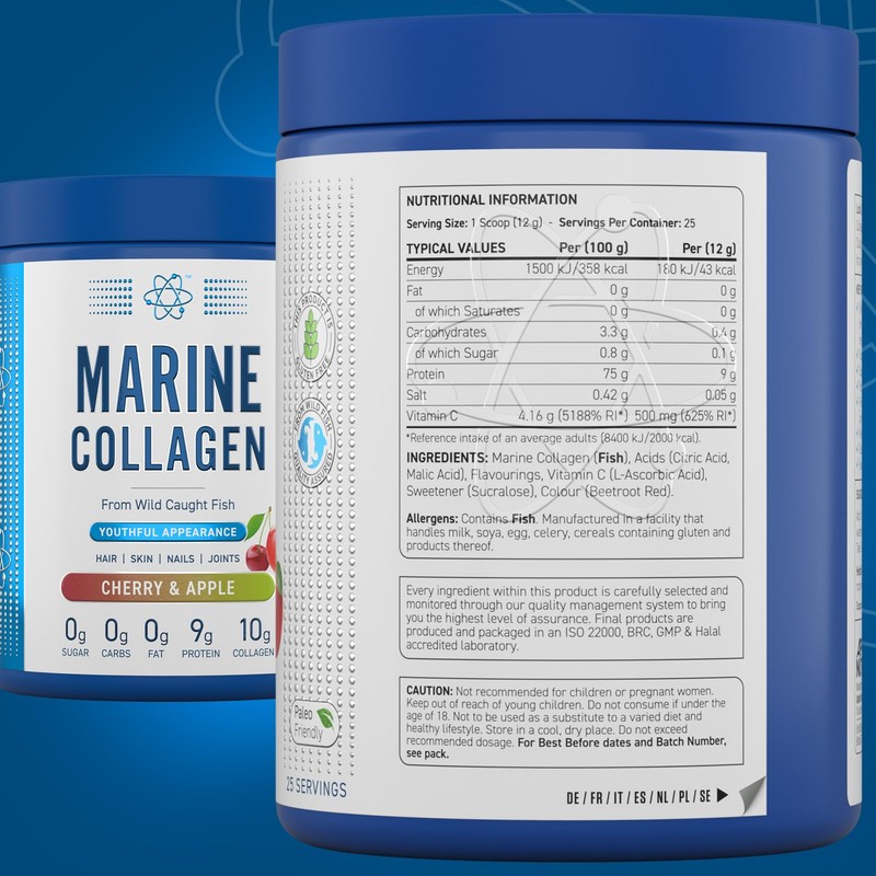 Applied Nutrition Marine Collagen Powder - Hydrolysed Collagen Protein, Healthy