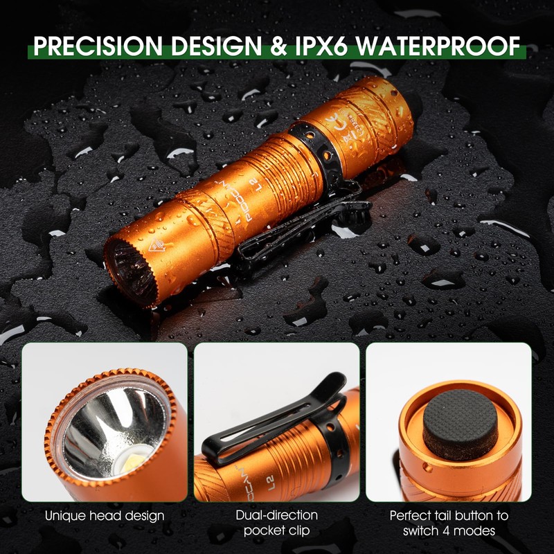 Rechargeable Flashlights 1200 Lumens EDC Flashlight, AA Pocket Flashlight High