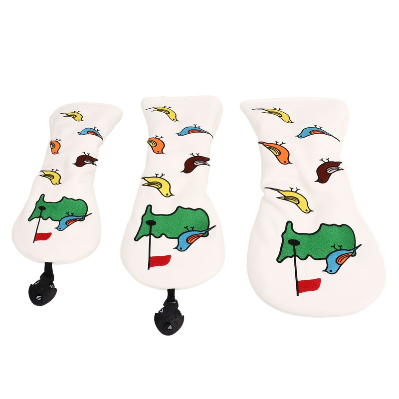 3PCS Golf Club Head Cover PU Waterproof Bird Pattern Golf