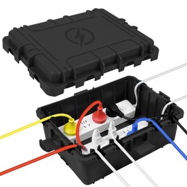 OUTDSPLY Large Outdoor Electrical Box Waterproof, IP54 Extension Cord Cover Weatherproof Outdoor Outlet Covers, Protect Power Strip, Timer Outlet, Plug, Socket, Holiday Light, Black (12 x 9X 5 inch)