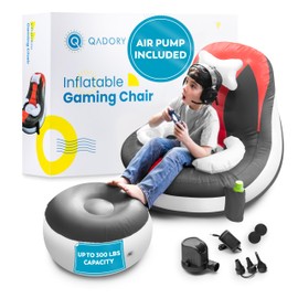 Qadory Gaming Chair for Kids- Air Pump Included 2-in-1, Inflatable Gaming Chair- Kids Gaming Chair- Gaming Bean Bag Chair- Gamer Chair for Kids- Gaming Chair for Kids 8-12, Red