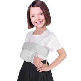 DouHeal Kids Arm Sling, Breathable, Cool, Soft & Comfort, Adjustable, Toddler Children Pediatric Rotator Cuff, Elbow Support for Broken, Fractured Arm & Shoulder Injury, Medical Immobilizer Band(Grey)