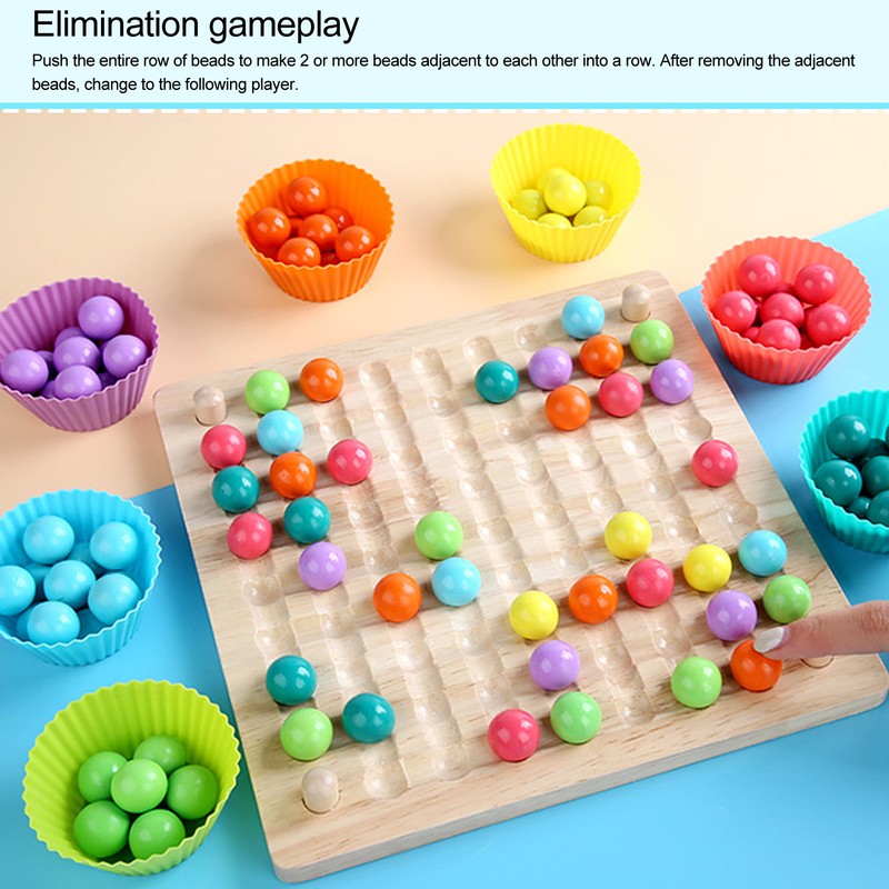 Children Wooden Clip Beads Puzzle Board Hands Brain Training Bead