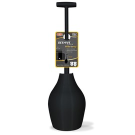 Korky BeehiveMAX Hideaway - Heavy Duty Toilet Plunger with Holder in Black - Drip Free Carry-Seals All Bowl Shapes – Powerful Clog Removal, 97-5B