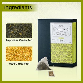 Yuzu Citrus Green Tea by Chill Tea Tokyo, 100% Japanese Green Tea, Plastic-Free, Natural Tea Bags, Fresh Taste (30 Tea Bags)