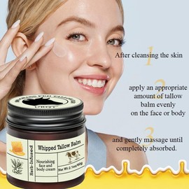 Beef Tallow Honey Balm – Deeply Nourishing Organic Grass Fed Tallow Balm, Beef Tallow Cream for Face & Body Tallow Cream, Moisturizing Skin Care Cream for Dry Skin (60g, Color A)