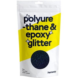 Hemway Metallic Glitter Floor Crystals for Epoxy Resin Flooring & Glitter Flooring (500g) - for use with Domestic, Commercial, Industrial Floors - Garage, Basement - Black Holographic