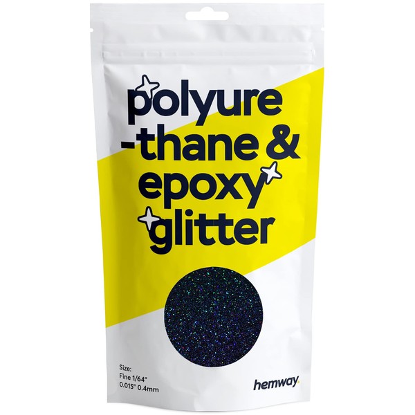 Hemway Metallic Glitter Floor Crystals for Epoxy Resin Flooring & Glitter Flooring (500g) - for use with Domestic, Commercial, Industrial Floors - Garage, Basement - Black Holographic
