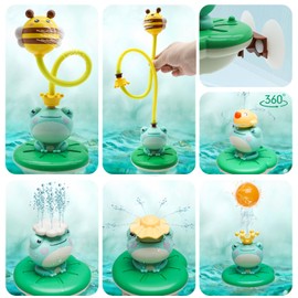Baby Bath Toys for Kids, Electric Frog Bath Toy with Shower Head & 4 Spray Water Sprinklers Bathtub Toys for Toddlers1-3, Swimming Pool Game Water Play Set Gift for Bathtub Shower Beach