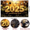 Happy New Year Backdrop for New Year Decor, Black and