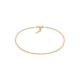 Elli Women's Anklet Cord Twisted Basic Timeless Trend Adjustable in 925 Sterling Silver, Sterling Silver, None