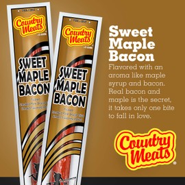 Country Meats, Meat Sticks, 0 Trans Fat, USDA Certified, Good Source of Protein, Carb Conscious Snack (10 Meat Sticks, Sweet Maple Bacon)
