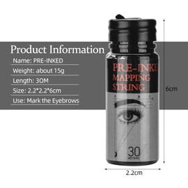 ATOMUS Eyebrow Mapping String 1 Bottle Pre-inked 30m(98ft) Microblading String for Brow Marking Measuring String for Eyebrow Makeup (White)