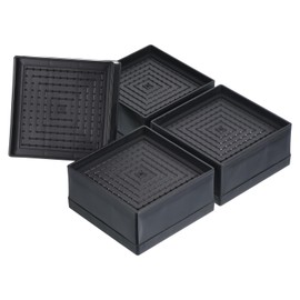 uxcell Bed Risers 4Pcs, 2 Inch Furniture Risers Square Adjustable Couch Riser with Non-Slip Mat for Bed Desk Sofa Table Lift Supports Up to 1300Lbs, Black