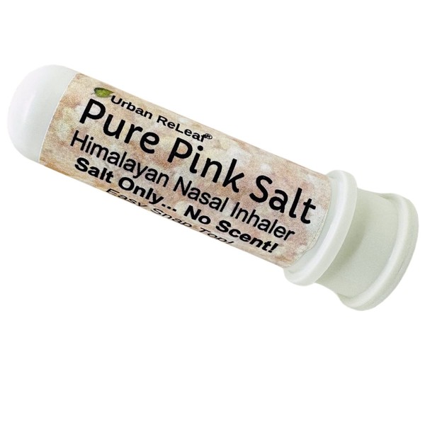 Urban ReLeaf Pure Pink Salt Himalayan Aromatherapy Nasal Inhaler. No Scent. 100% Natural Breathe Fresh Solution! Easy Open Snap Top. Made in USA. No Mess. Pocket Size.