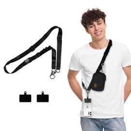 BEAKBOND 3-in-1 Black Phone Strap with Wallet and Stainless Steel Bottle Opener Keychain, For Most Smartphones