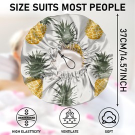 Zewurtuw Luxury Shower Cap Adjustable Reusable Double Waterproof Layer Elastic Satin Lined Hair Bath Cap Cute Aesthetic Women Girls-Pineapple