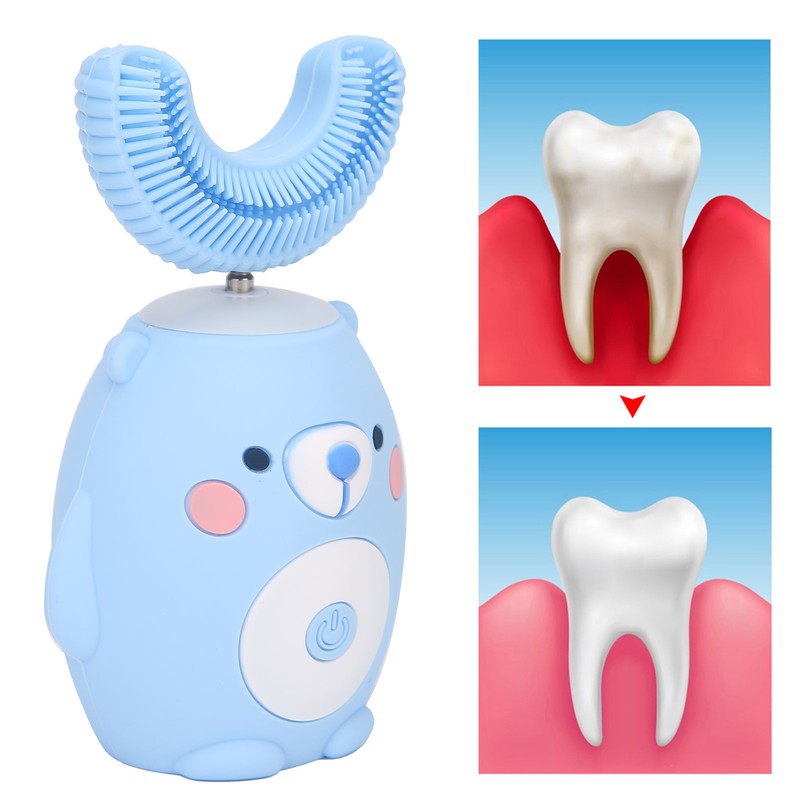 Cute Cartoon Bear Pattern U Shaped Automatic Toothbrush Electric Children