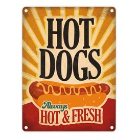 trendaffe - Metal Sign with American Diner Classics - Hot Dogs Motif