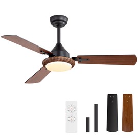 Breezary Ceiling Fans with Lights, 48 Inch Low Profile Ceiling Fan with Light and Remote, 3000-6000K, Silent Reversible Motor, Modern Ceiling Fan for Living Room Farmhouse Bedroom