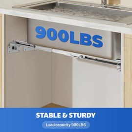 Undermount Sink Supports Brackets, 28-39.8 inches Adjustable Support Pole, Heavy Duty Stainless Steel Kitchen Sink Installation Parts Kit, 900lbs Load Capacity Undermount Sink Mounting Brackets