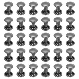 sourcing map 100 Sets Double Cap Leather Rivets, 6x8mm Round Cap Metal Studs Rivets for Leather Craft Repair DIY Purse Belts Bags Shoes, Black