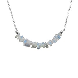 Gempires Natural Moonstone Crystal Necklace, Moonstone Jewellery for Women, June Birthstones Gifts, 16+2 Inch Adjustable Silver Plated Chain