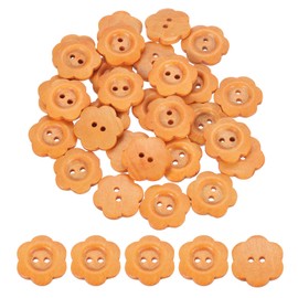 uxcell 50Pcs Wooden Buttons, 23mm Flower Shape Wood Buttons 2 Hole Decorative Sewing Buttons for Sewing DIY Craft Clothing Handmade, Light Brown
