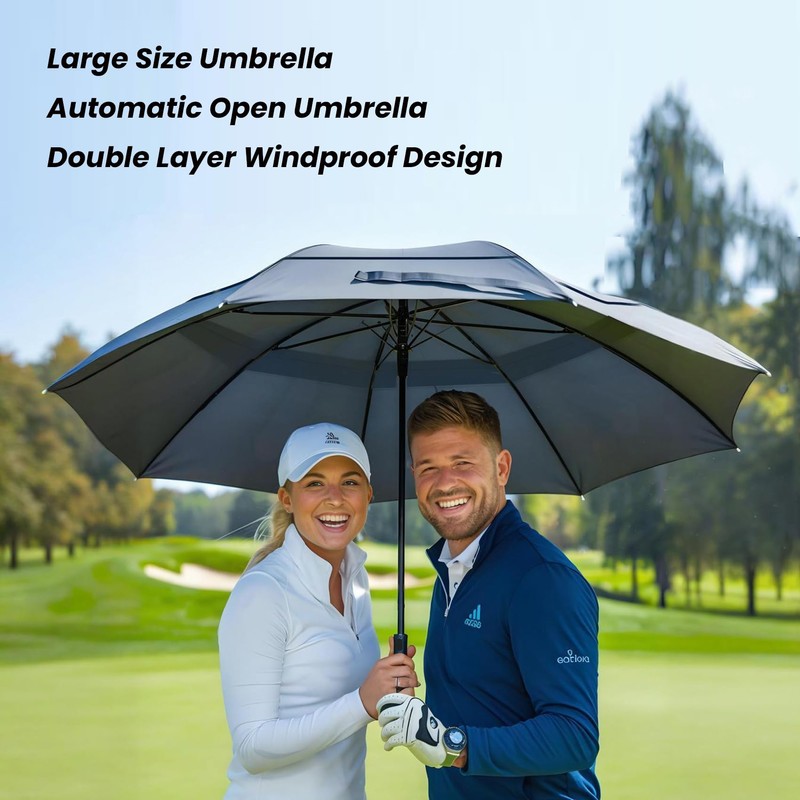 MRTLLOA Extra Large Black Golf Umbrella, 54/62/68/72 Inch Automatic Open,