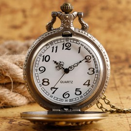 HP Pocket Watch Bronze Ravenclaw Quartz Pocket Watch with Chain for Men Women Children Xmas Gift