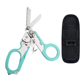 Trauma Shear,Emergency Response Scissors with 1 Black Holster,Stainless Steel Multifunction Foldable Shear Pliers for Outdoor Camping Tools