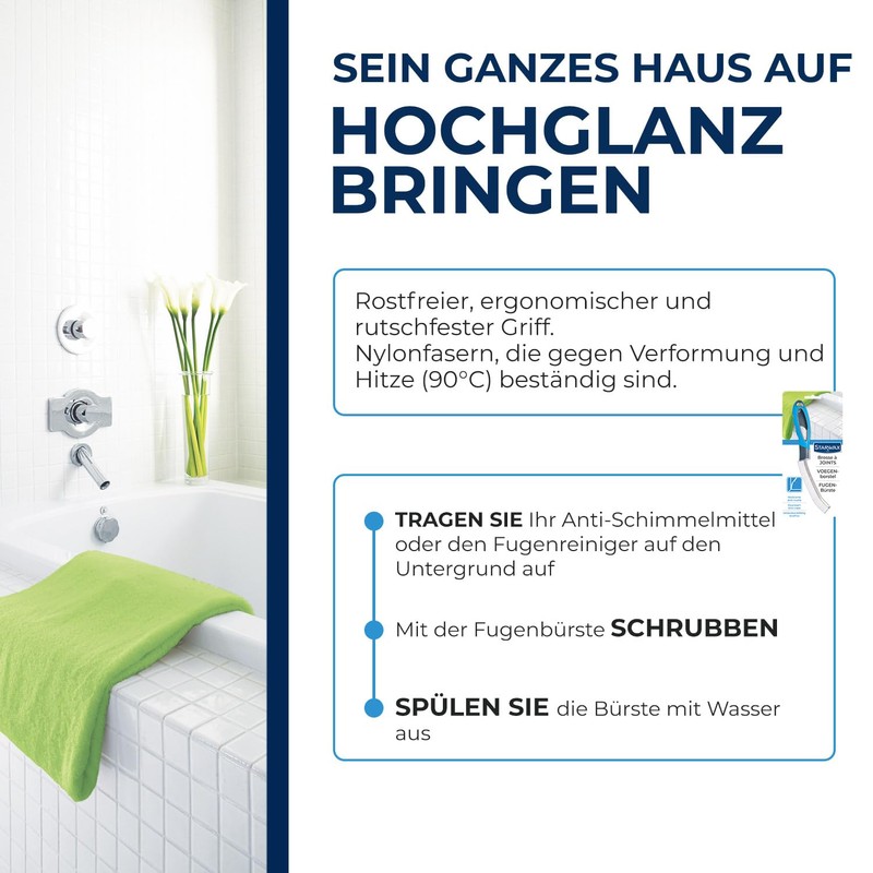 STARWAX - Fugenbürste - Widerstandsfähig - Anti-Rost - Schrubbt -