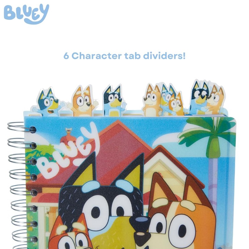 Bluey Tab Journal Notebook, Spiral Bound, 144 Lined Pages, 8
