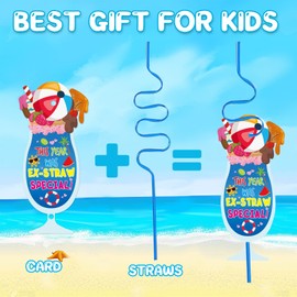festival End of The Year Gifts, 18 Pack End of The Year Cards and Reusable Drinking Straws Kit for End of the Year Gift